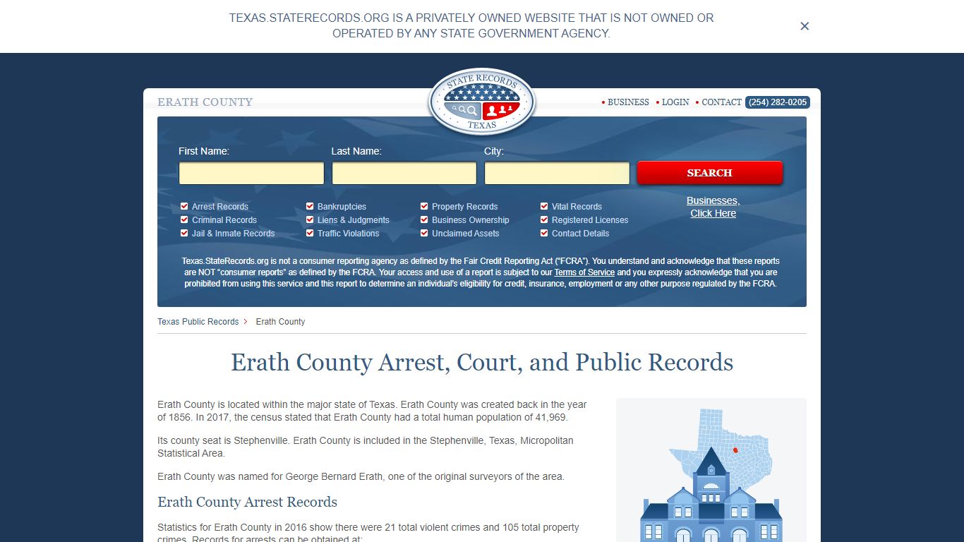 Erath County Arrest, Court, and Public Records
